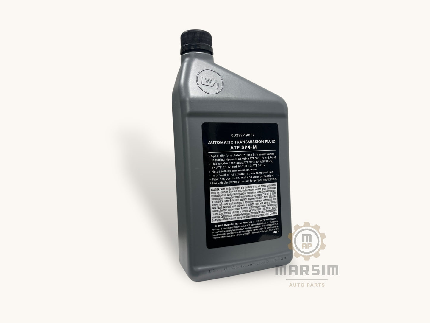 Bottle of automatic transmission fluid on a white background with MARSIM branding.