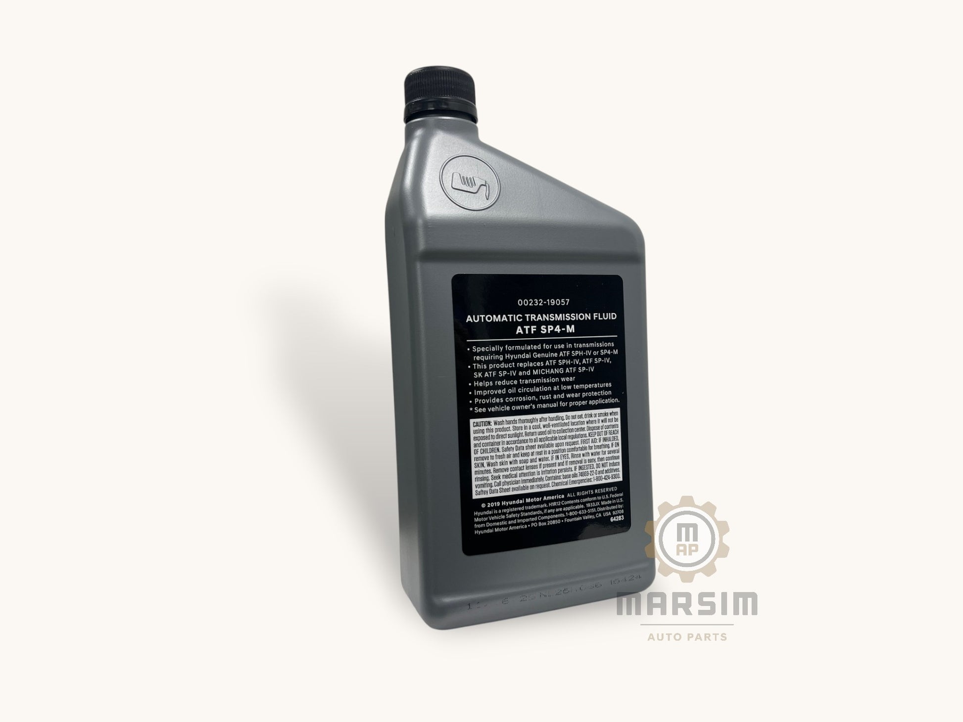 Bottle of automatic transmission fluid on a white background with MARSIM branding.